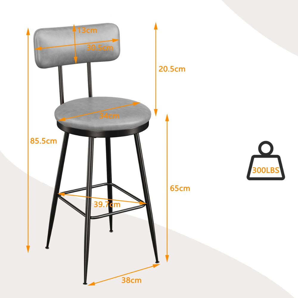 Kunstleren Barstoelen - 2 stuks - Donkergrijs