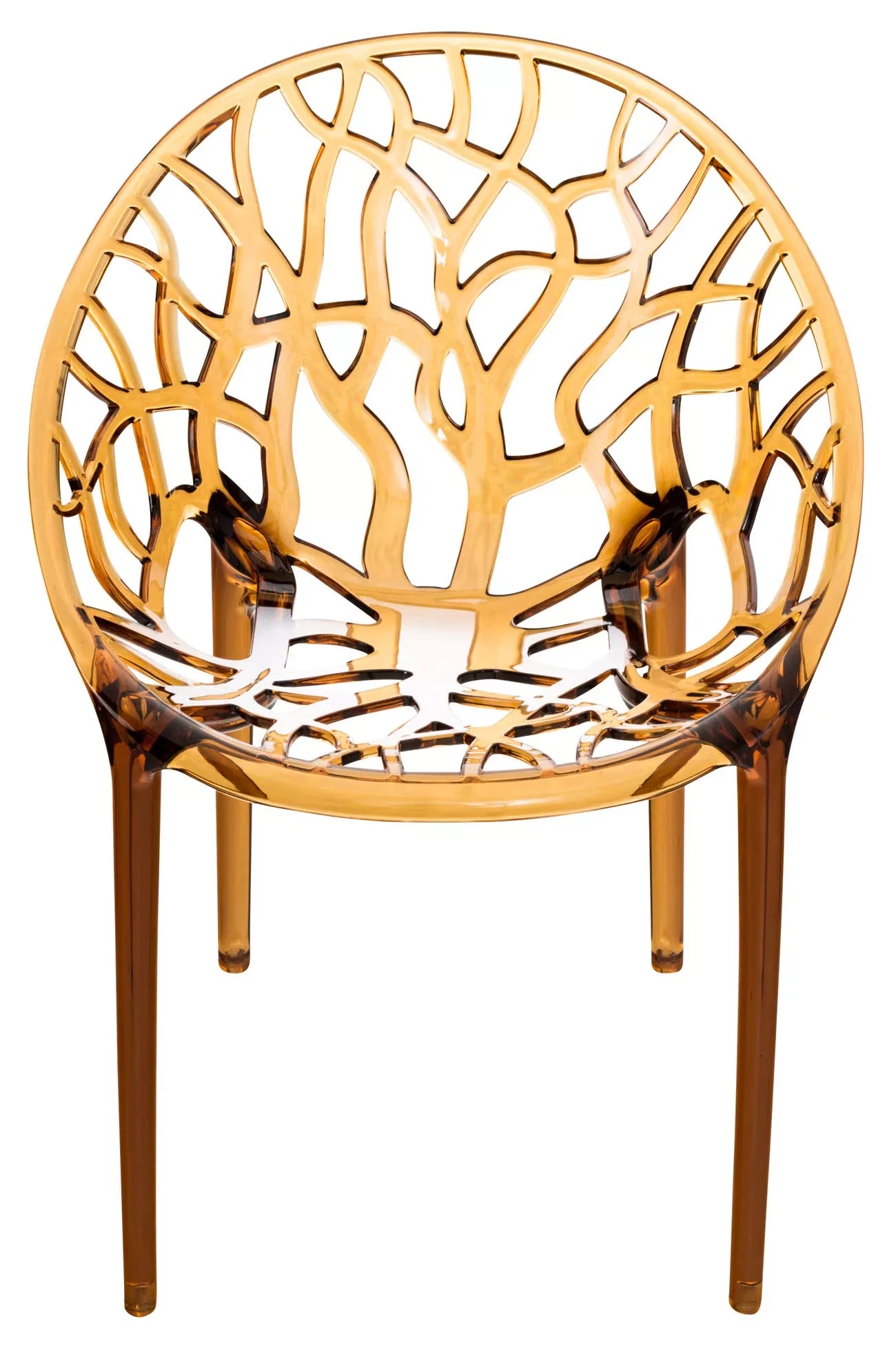 In And OutdoorMatch Trendy stoel Bailey - Met rugleuning - Thuis of beurs - Transparant goud - Zithoogte 45cm Eetkamerstoel