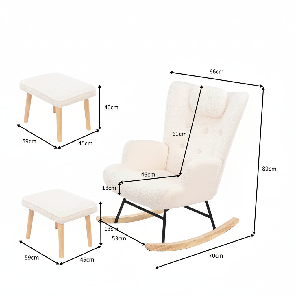 Reclinerstoel met Voetbank - Comfortabele Zitting - Wit