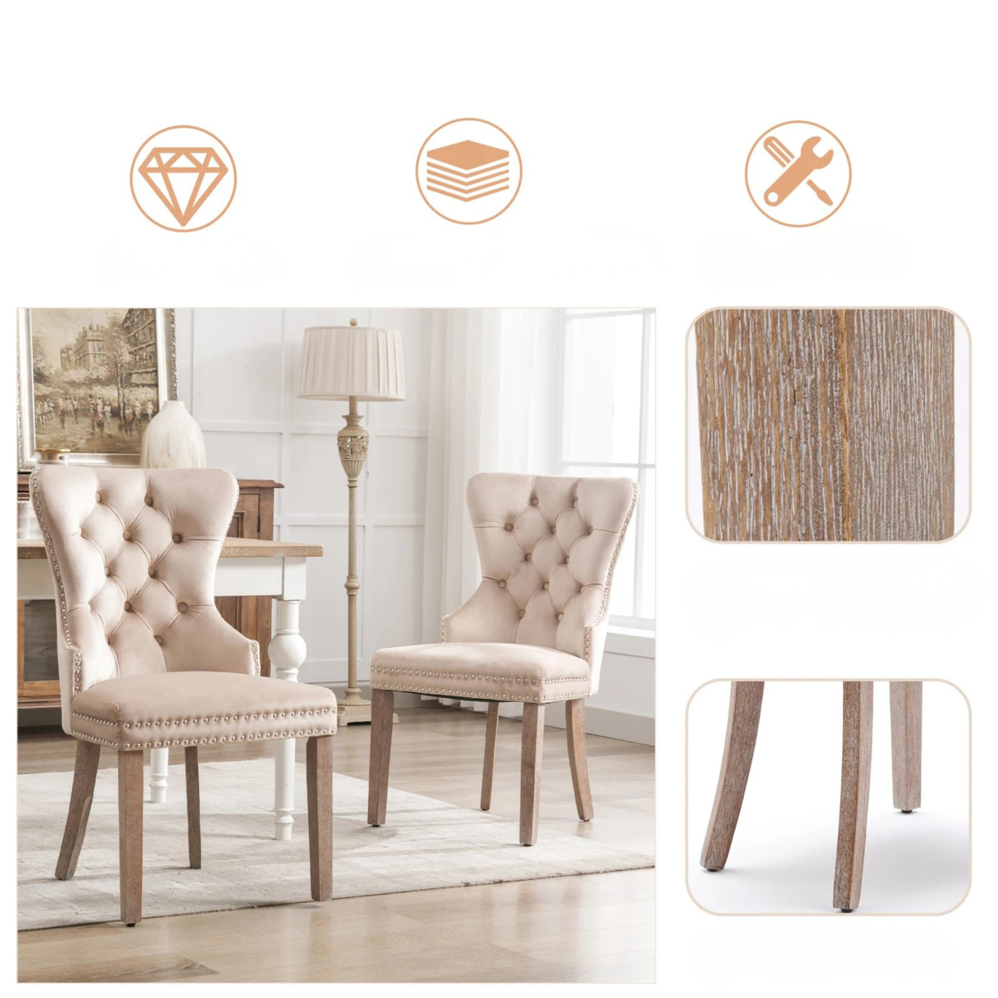 Kunstleren Eetkamerstoelen - Set van 2 - Beige