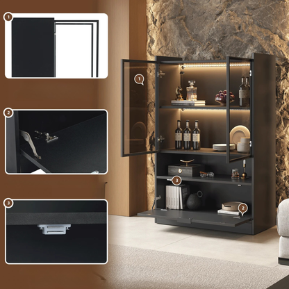 LED Displaykast - Zwart - 120x80x35cm