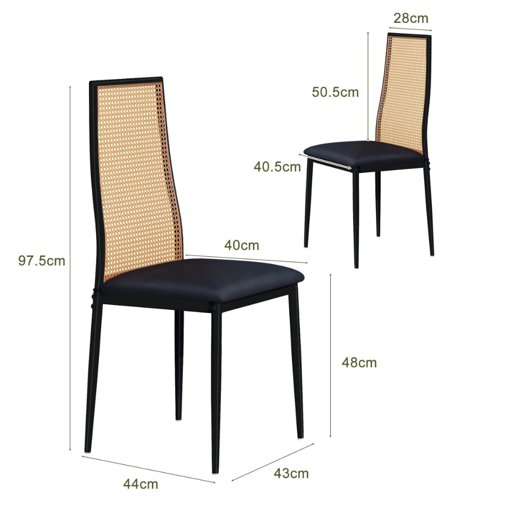 Eetkamerstoelen - Set van 2 - Zwart & Natuurlijk Hout