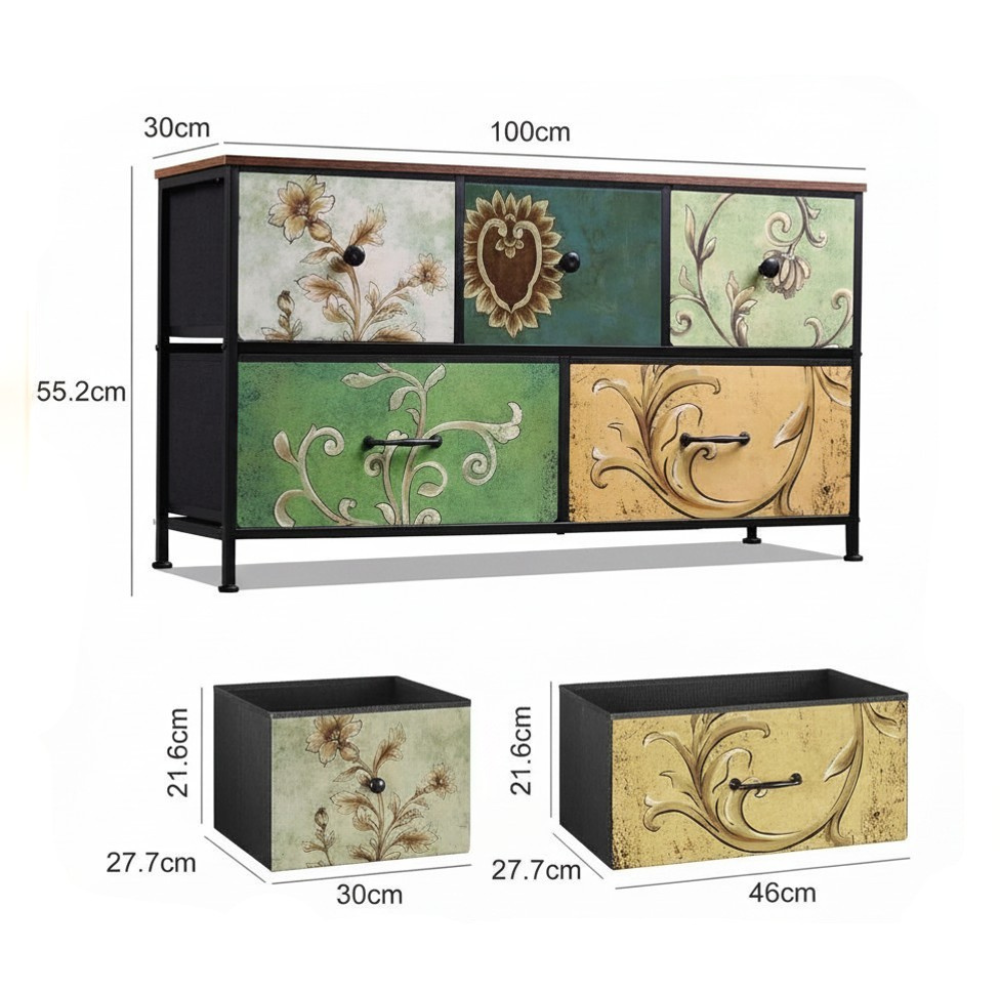 Iron Frame - 4-Deur TV-Eenheid met LED-verlichting - Zwart