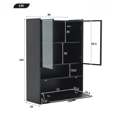 LED Displaykast - Zwart - 120x80x35cm