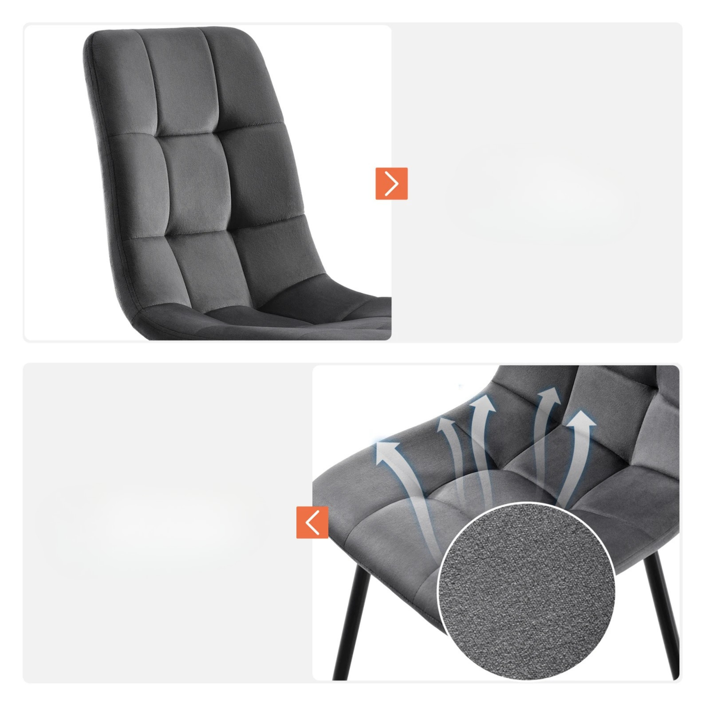 Eetkamerstoelen - Set van 4 - Microvezel - Donkergrijs