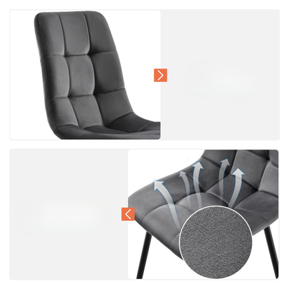 Eetkamerstoelen - Set van 4 - Microvezel - Donkergrijs