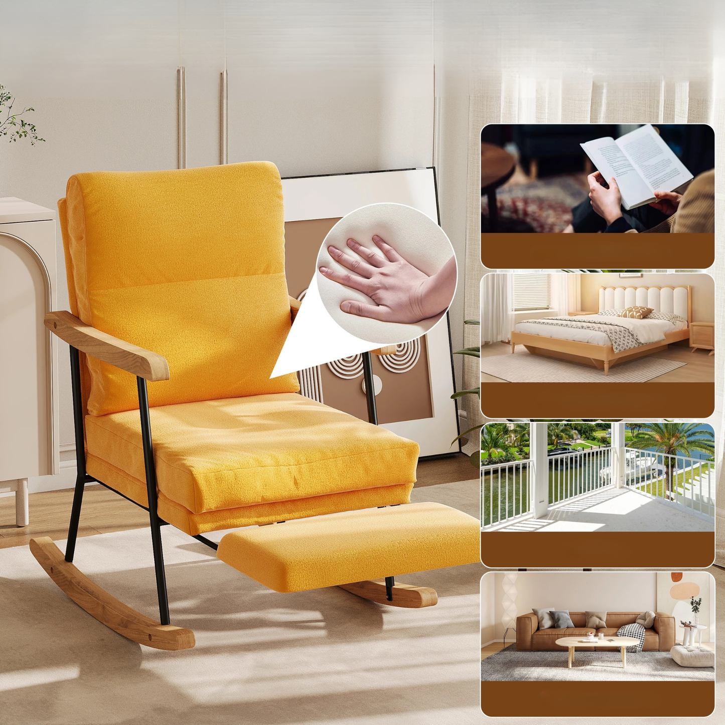 Comfortabele Relaxstoel - Geel - Met Voetsteun
