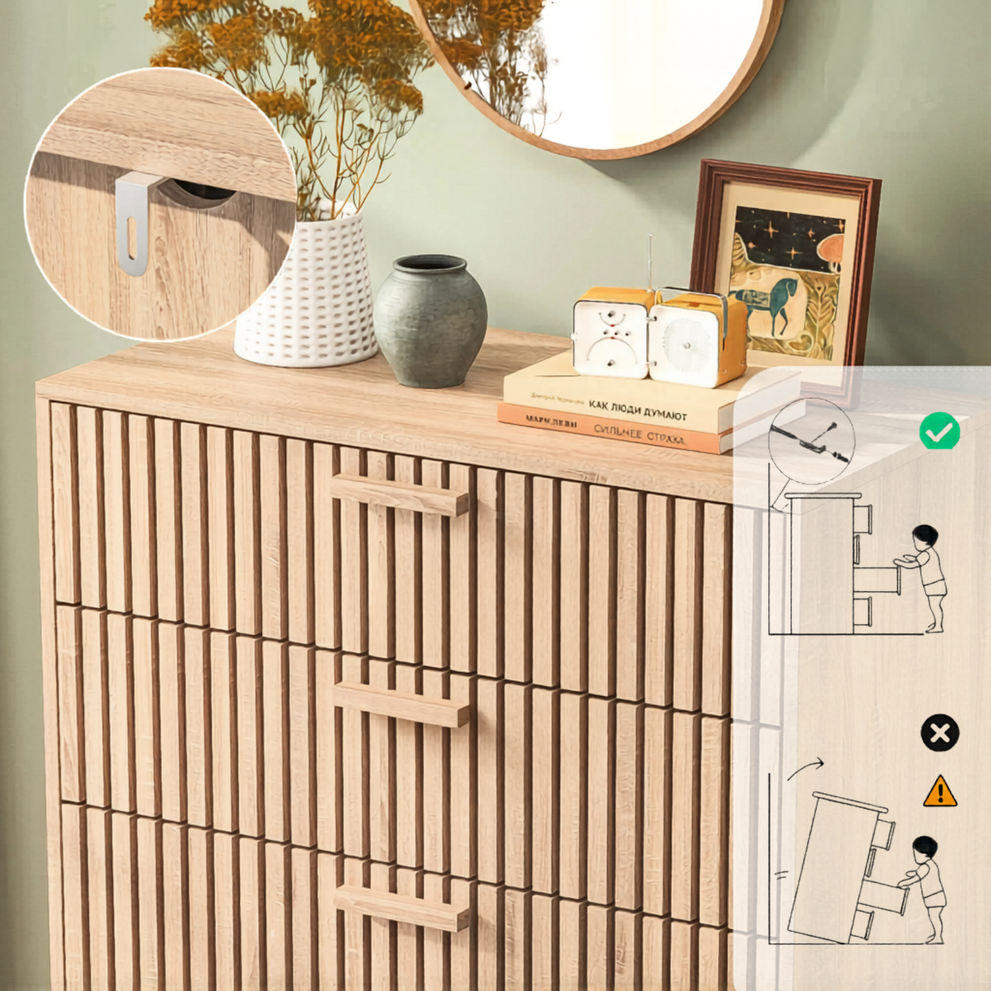 Dressoir - 4 Lades - Natuurlijk hout