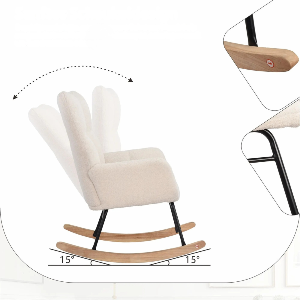 Schommelstoel - Off-White - Gestoffeerd