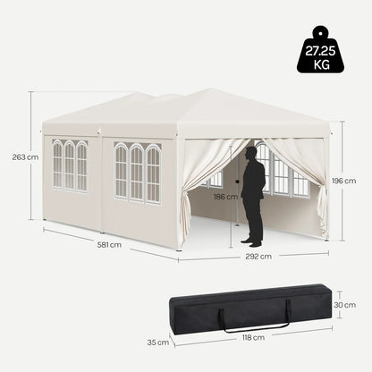 WOLTU Outdoor Garden Gazebo 3x6m Folding Pop-up Tent with 6 Removable Side Panels UV Resistant Waterproof Carry Bag for Parties