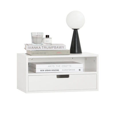 SoBuy NKD03-W bedside table hanging nightstand Floating bedside tray hanging night shelf mobile phone hover rack