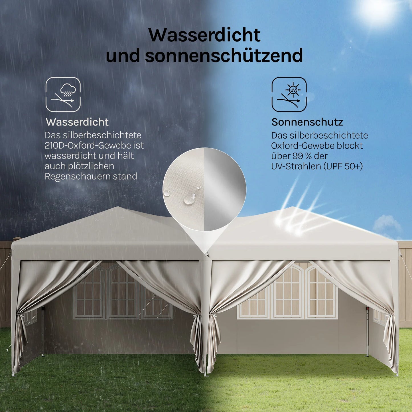WOLTU Outdoor Garden Gazebo 3x6m Folding Pop-up Tent with 6 Removable Side Panels UV Resistant Waterproof Carry Bag for Parties