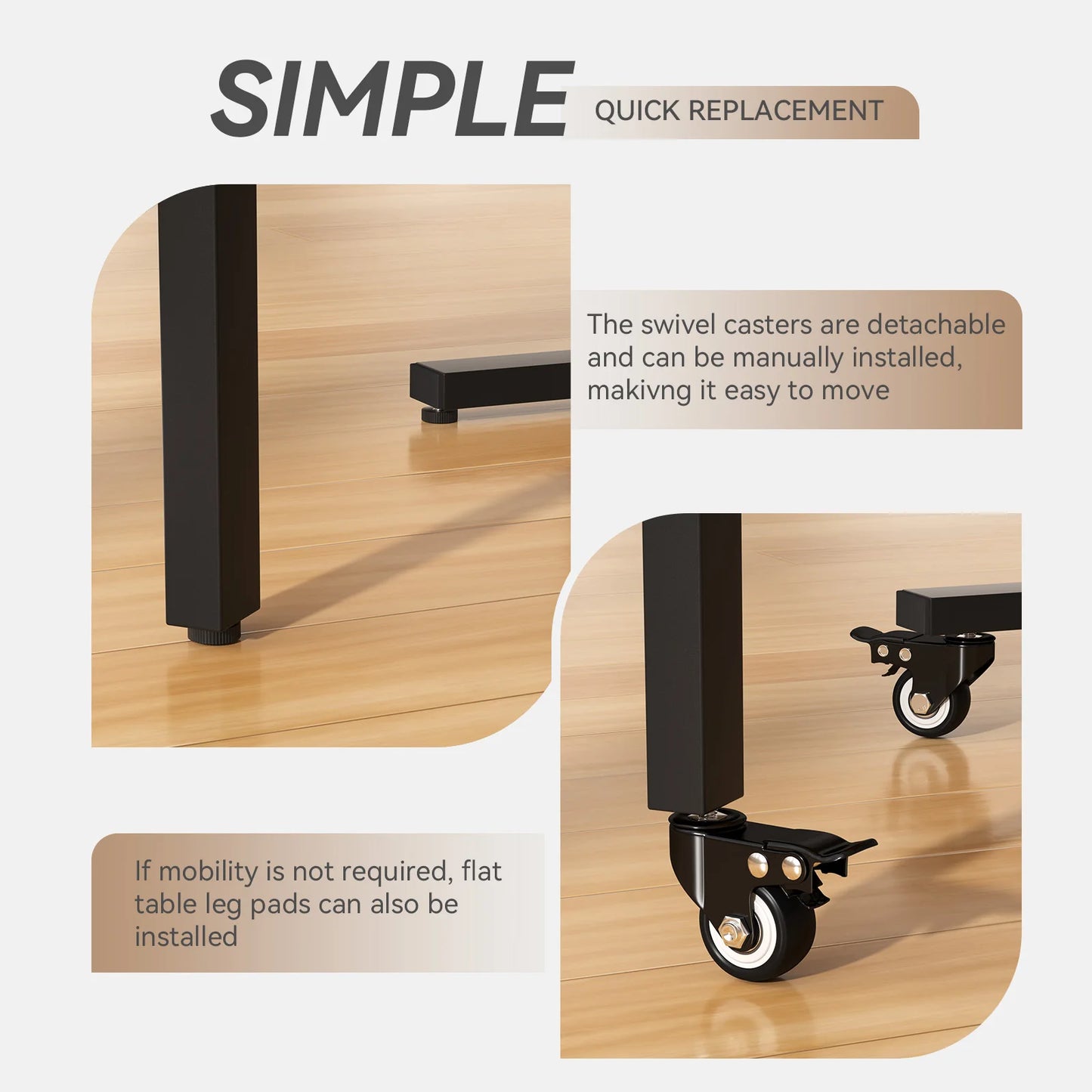 Folding dining table, modern and elegant style, adjustable, ergonomic design, 120x80 cm, beige