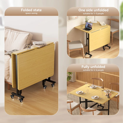 Folding dining table, modern and elegant style, adjustable, ergonomic design, 120x80 cm, beige