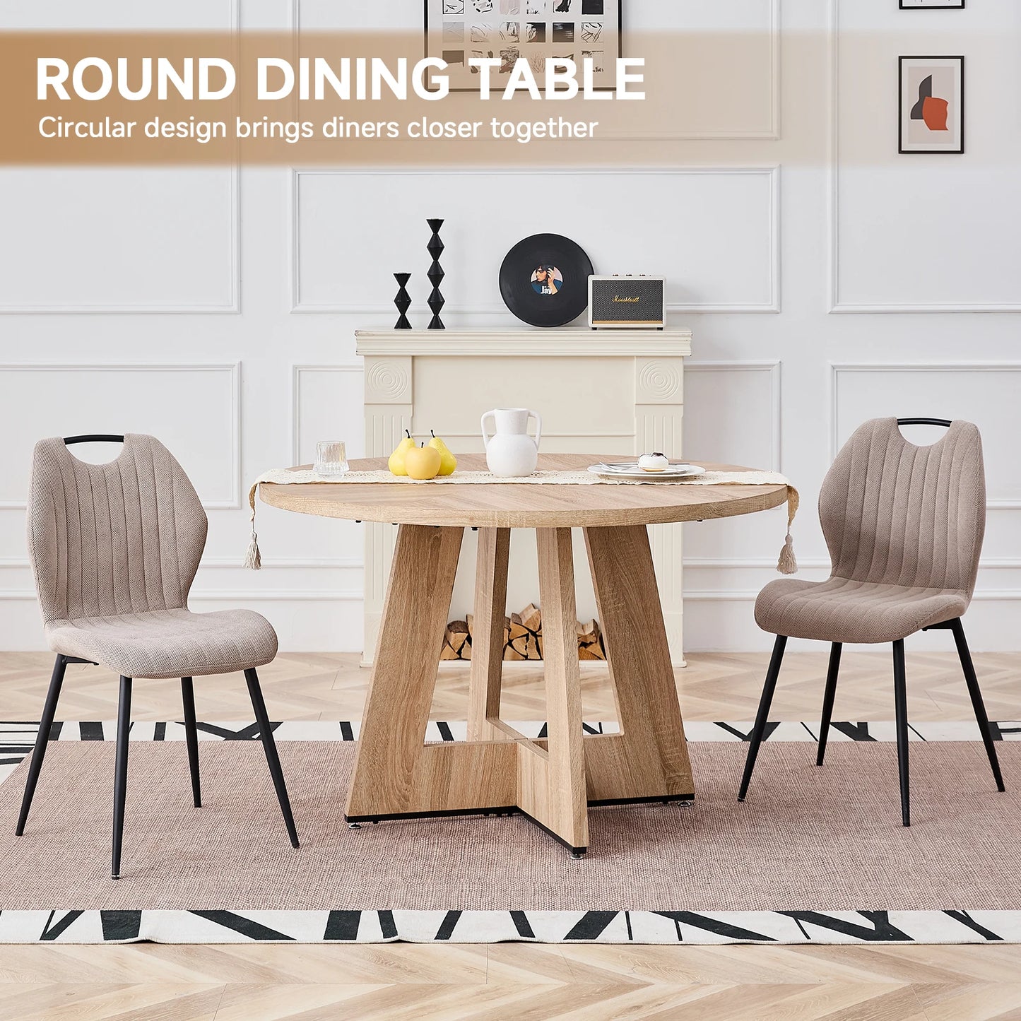 EGOONM Nordic Round Table Solid Wood Dining Table Library Center Medieval Rounded Table Balcony Living Room Home Furniture 120cm