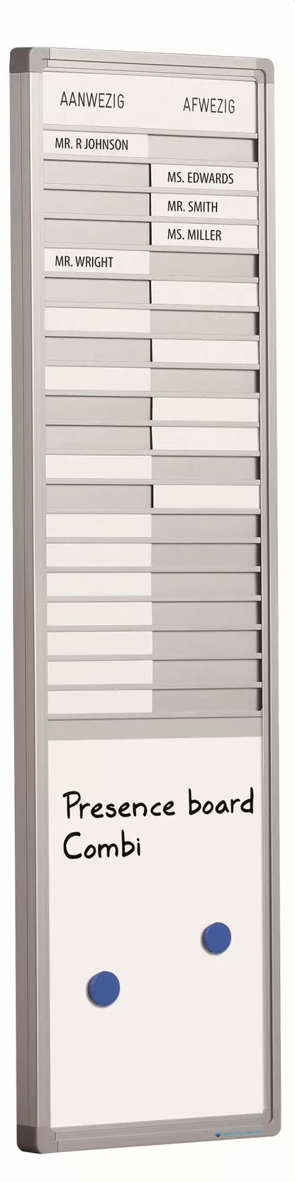 Aanwezigheidsbord 10 personen Bryan - RVS - Afwezigheidsbord - Schuivers - Presentatiebord - 65x24cm Aanwezigheidsbord