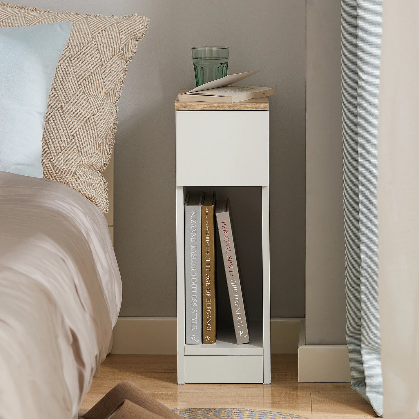 SoBuy FBT111 Bedside table with drawer for box spring bed sofa table side table table narrow phone table bedside cabinet