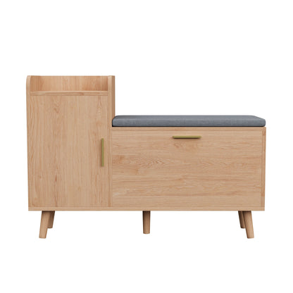 Anajqaqia 100x30x69.5cm Shoe Cabinet with Storage Space, Storage Bench, Lattice Door, Shoe Chest with Compartment, Wood