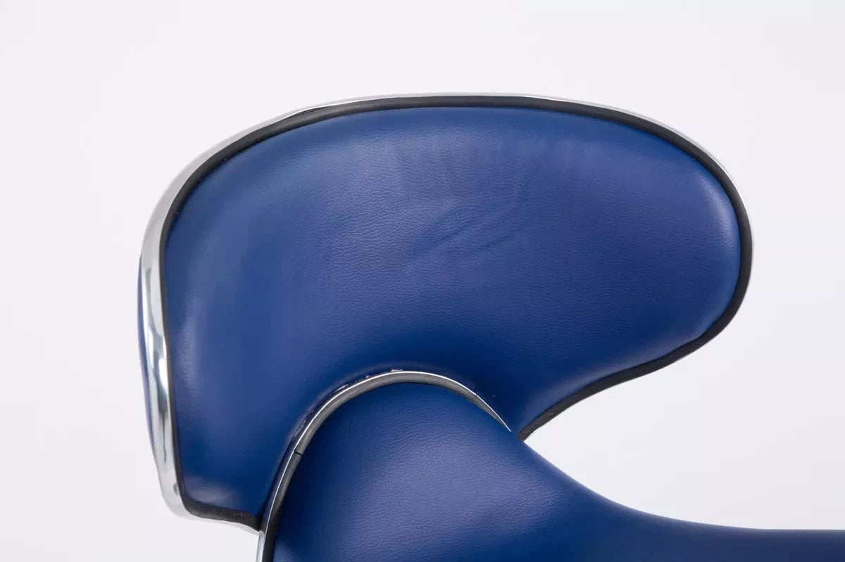 In And OutdoorMatch Barkruk Clarabelle - Blauw/Zilver - Chroom - Industrieel Design - Rugleuning - Voetensteun - Imitatieleer - Gestoffeerde Zitting Barkrukken / hocker