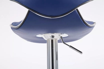 In And OutdoorMatch Barkruk Clarabelle - Blauw/Zilver - Chroom - Industrieel Design - Rugleuning - Voetensteun - Imitatieleer - Gestoffeerde Zitting Barkrukken / hocker