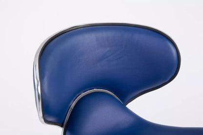 In And OutdoorMatch Barkruk Clarabelle - Blauw/Zilver - Chroom - Industrieel Design - Rugleuning - Voetensteun - Imitatieleer - Gestoffeerde Zitting Barkrukken / hocker