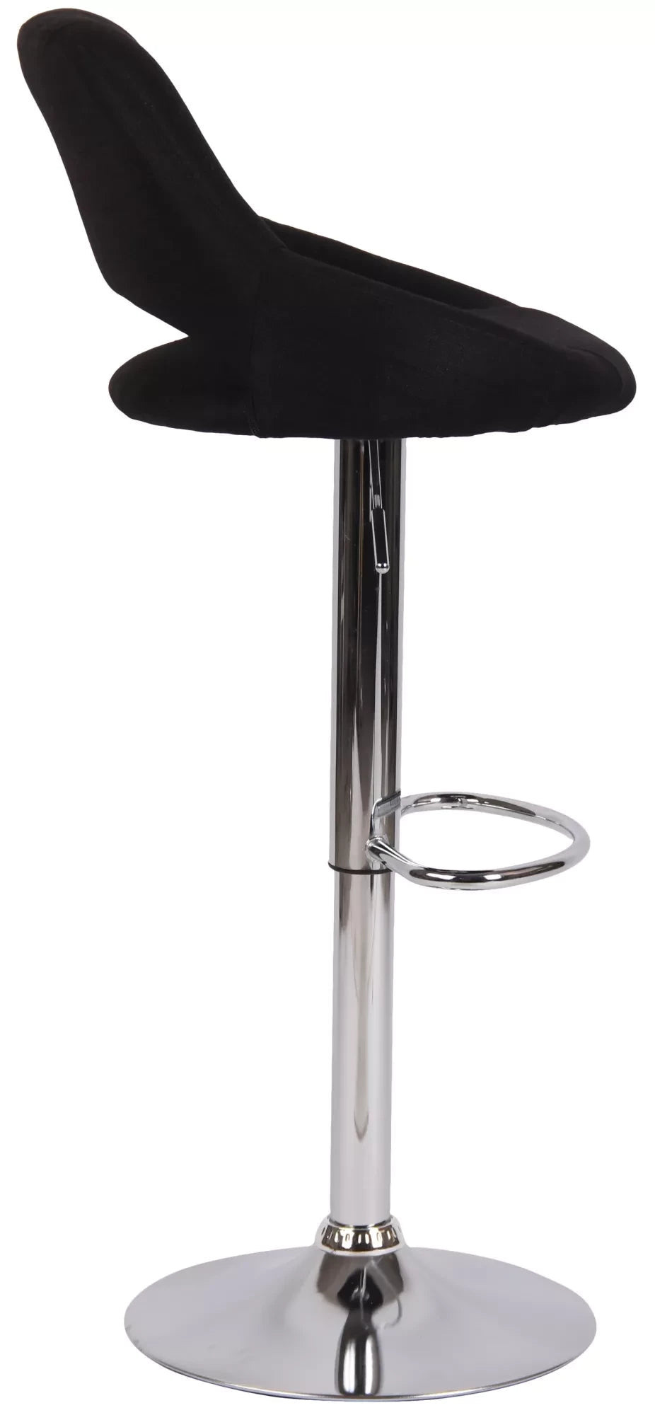 In And OutdoorMatch Barkruk Hipo Zwart chroom Lorenz - Stof - Zithoogte 60-81cm - Ergonomische barstoelen - In hoogte verstelbaar - Set van 1 - Met rugleuning - Voor keuken en bar Barkrukken / hocker