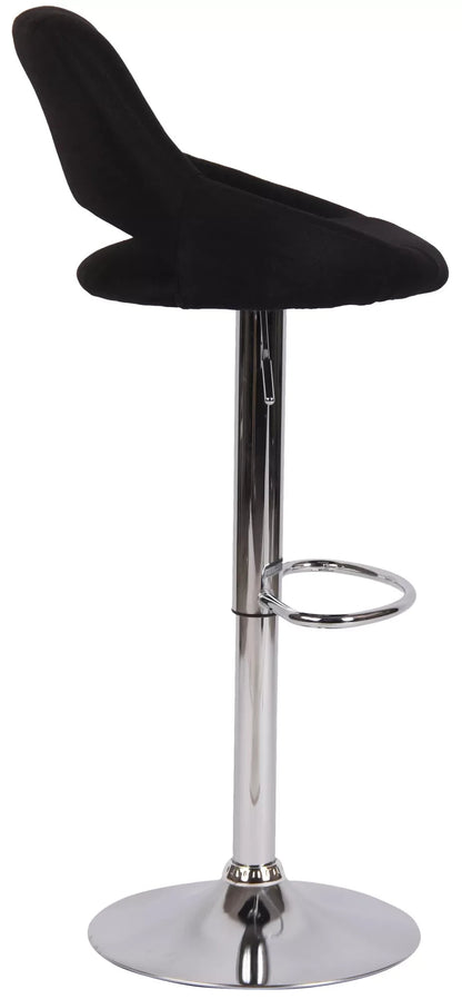 In And OutdoorMatch Barkruk Hipo Zwart chroom Lorenz - Stof - Zithoogte 60-81cm - Ergonomische barstoelen - In hoogte verstelbaar - Set van 1 - Met rugleuning - Voor keuken en bar Barkrukken / hocker