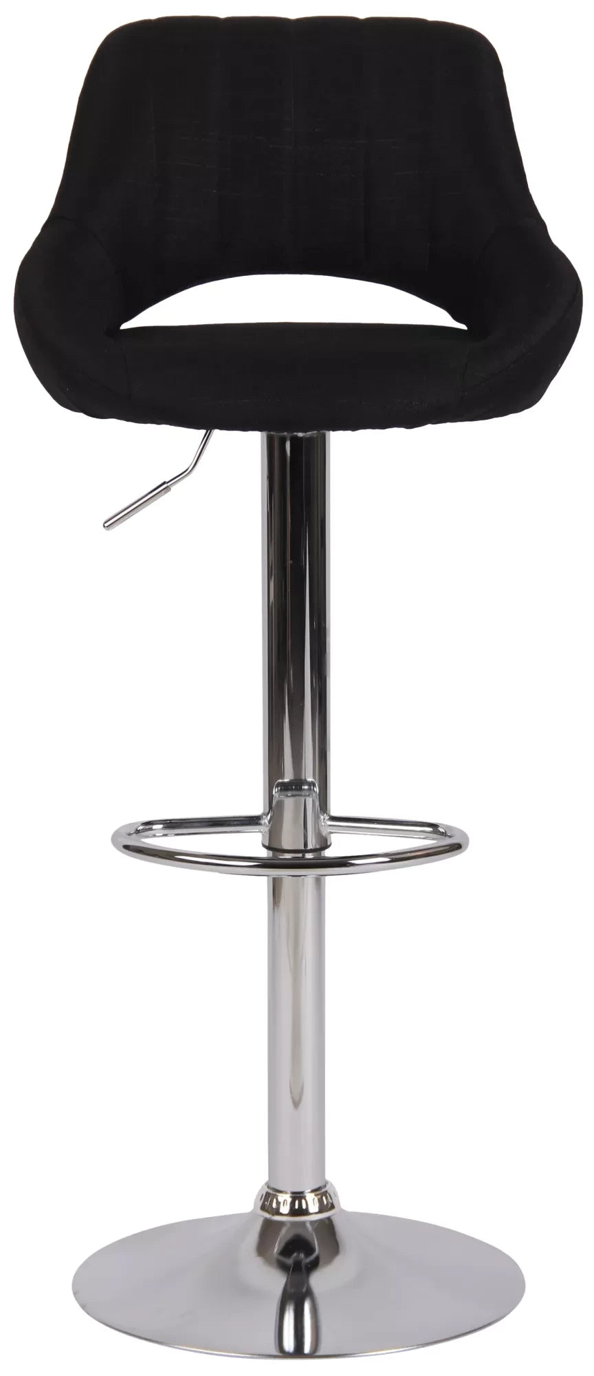 In And OutdoorMatch Barkruk Hipo Zwart chroom Lorenz - Stof - Zithoogte 60-81cm - Ergonomische barstoelen - In hoogte verstelbaar - Set van 1 - Met rugleuning - Voor keuken en bar Barkrukken / hocker