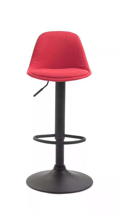 In And OutdoorMatch Barkruk Norm Novella - Zwart/Rood - Modern Design - Rugleuning - Voetensteun - Voor Keuken en Bar - Gestoffeerde Zitting Barkrukken / hocker