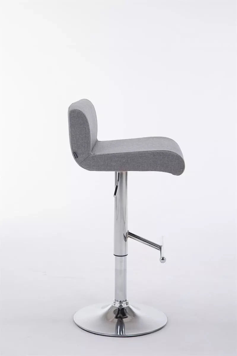 In And OutdoorMatch Barkruk Sherwood - Grijs/Zilver - Chroom - Industrieel Design - Rugleuning - Voetensteun - Gestoffeerde Stoffen Zitting Barkrukken / hocker