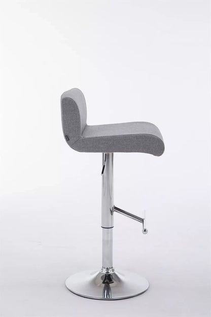 In And OutdoorMatch Barkruk Sherwood - Grijs/Zilver - Chroom - Industrieel Design - Rugleuning - Voetensteun - Gestoffeerde Stoffen Zitting Barkrukken / hocker