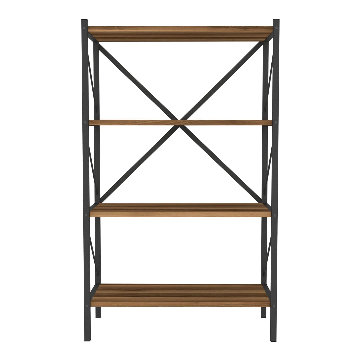 In And OutdoorMatch Boekenkast Plank Gia - 121x66x34cm - Walnootkleurig - Spaanplaat en Metaal - Met Planken - Modern Design Boekenkast