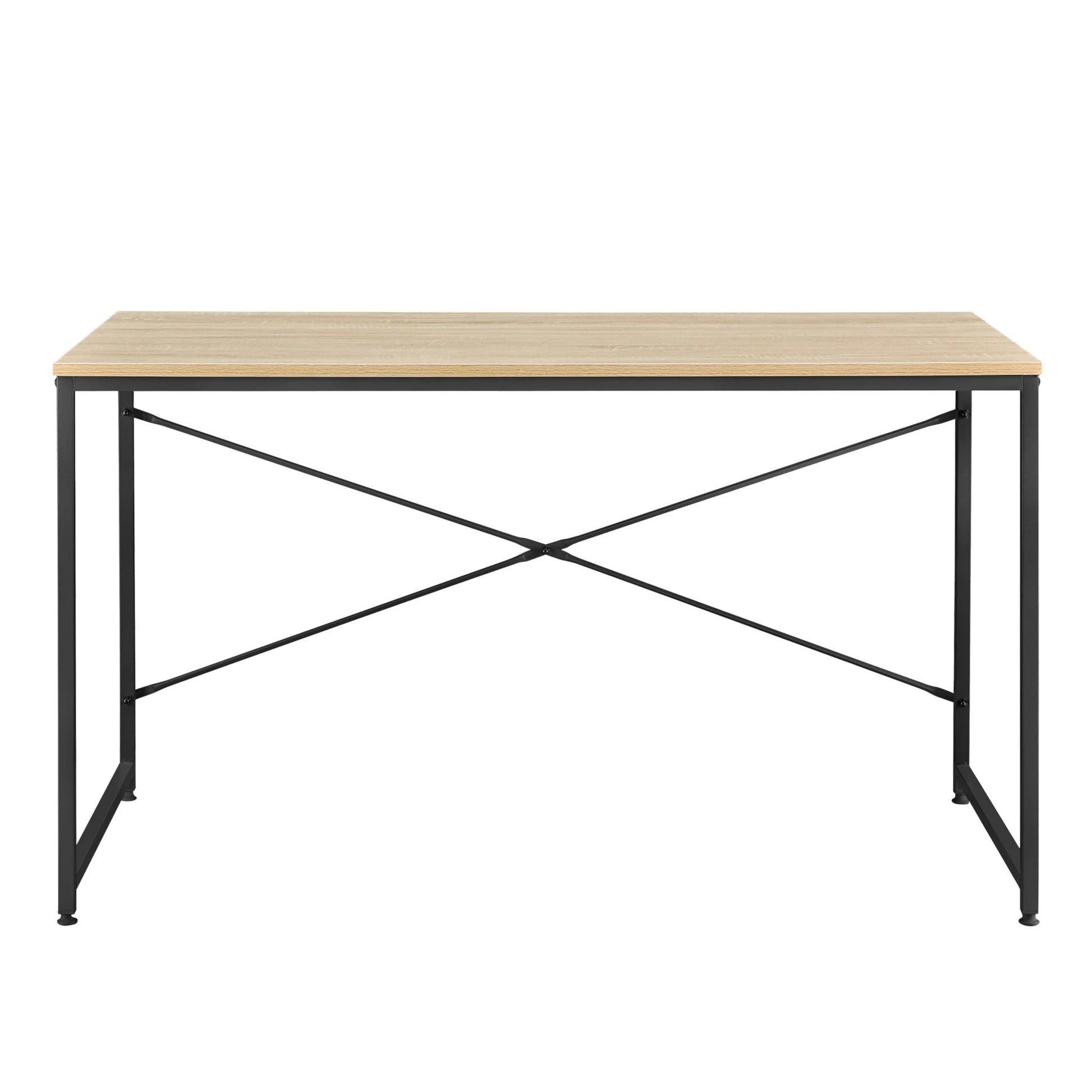 In And OutdoorMatch Bureau Akeem - 120x60x72 cm - Spaanplaat en Metaal - Zwart en Eikenkleurig - Modern Design Desk