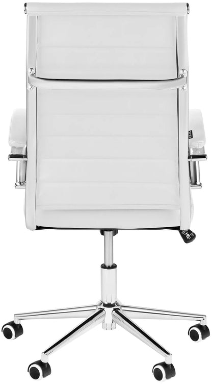 In And OutdoorMatch Bureaustoel Hortense - Wit kunstleer - Met Rugleuning en Armleuning - In hoogte verstelbaar - Ergonomisch - 49x49x112cm Bureaustoel