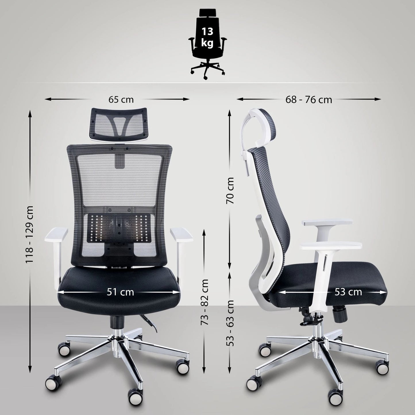 In And OutdoorMatch Bureaustoel Maximino - Kantelbaar - In Hoogte Verstelbaar - Polyester - Mesh Bekleding Bureaustoel