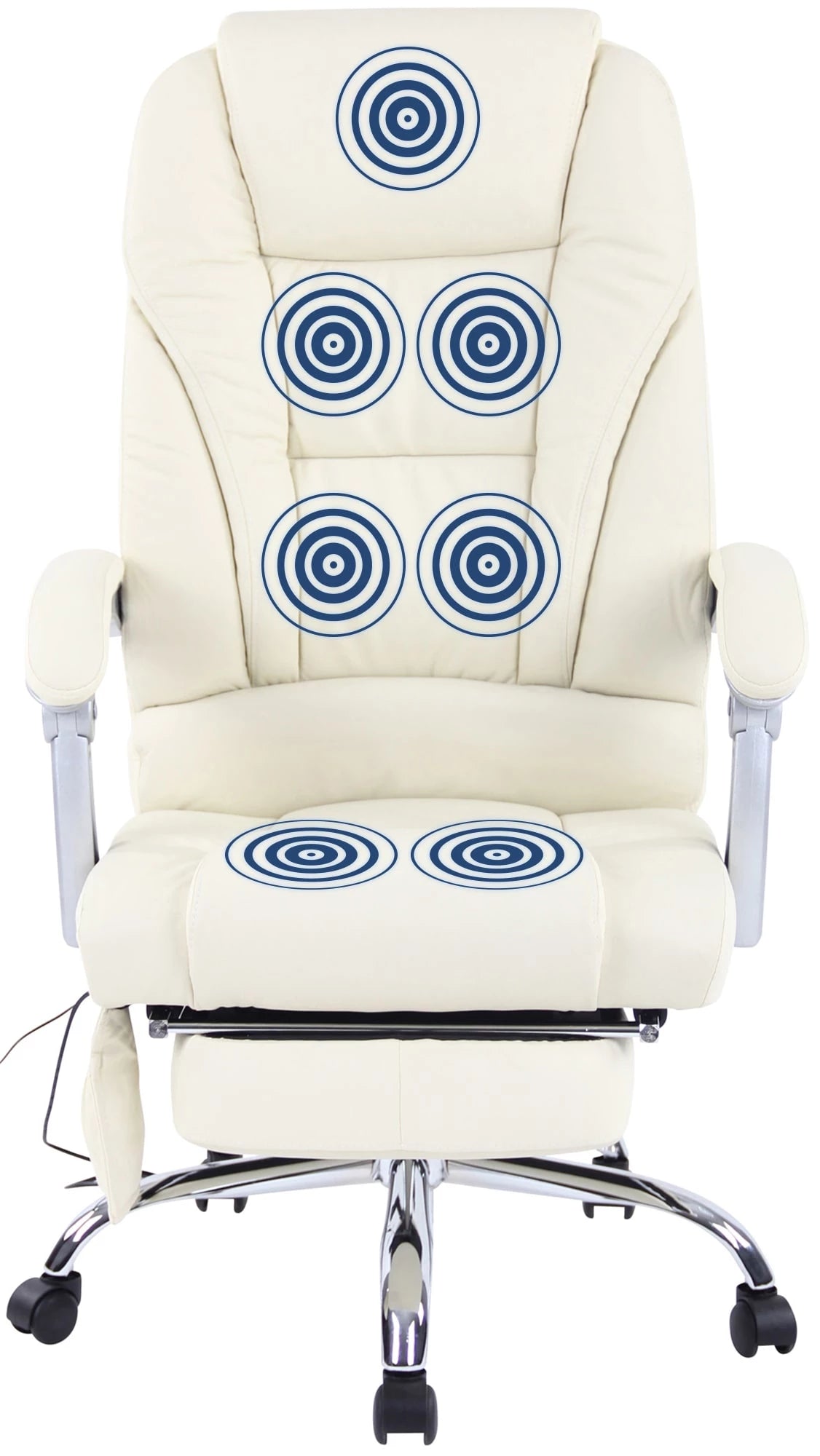 In And OutdoorMatch Bureaustoel Roel - Echt Leer - Met Massage Functie - Luxe Bureaustoel - Gebroken Wit - Elegante Look Bureaustoel