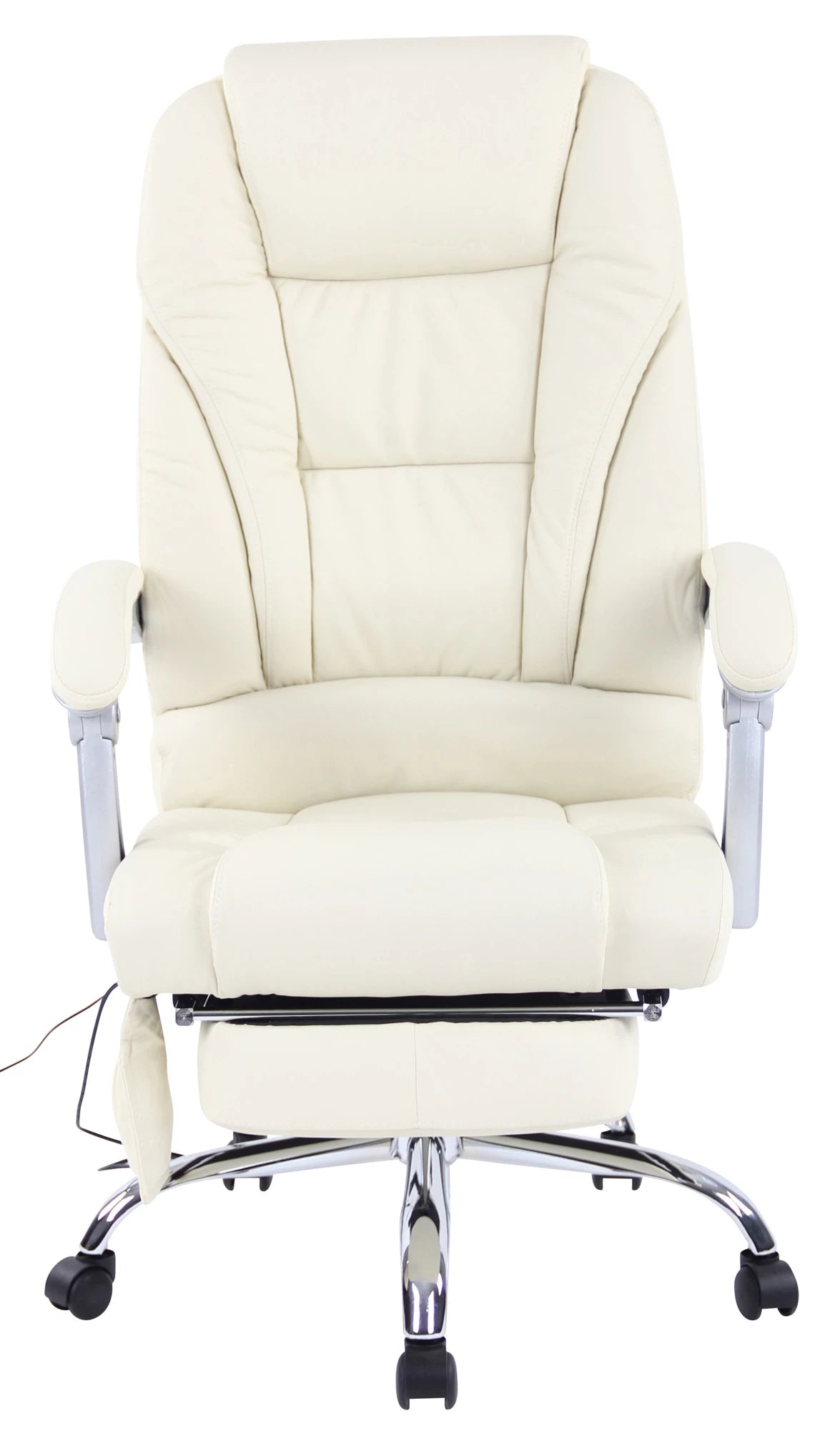 In And OutdoorMatch Bureaustoel Roel - Echt Leer - Met Massage Functie - Luxe Bureaustoel - Gebroken Wit - Elegante Look Bureaustoel