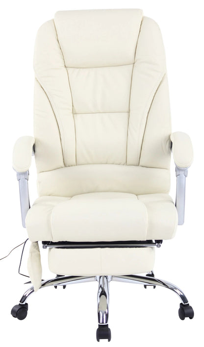 In And OutdoorMatch Bureaustoel Roel - Echt Leer - Met Massage Functie - Luxe Bureaustoel - Gebroken Wit - Elegante Look Bureaustoel