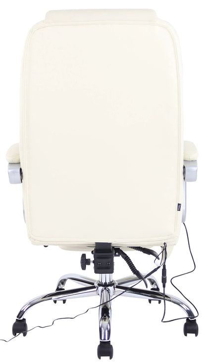 In And OutdoorMatch Bureaustoel Roel - Echt Leer - Met Massage Functie - Luxe Bureaustoel - Gebroken Wit - Elegante Look Bureaustoel