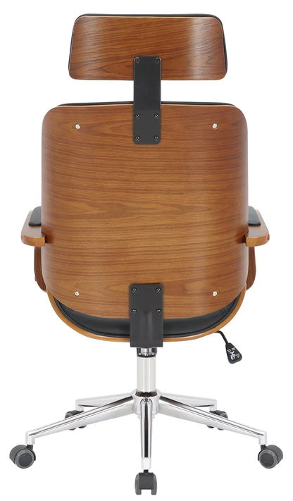 In And OutdoorMatch Consalvo Bureaustoel Mario - Zwart - Op wielen - Kunstleer - Voor volwassenen - Ergonomische bureaustoel - In hoogte verstelbaar 45-52cm Bureaustoel