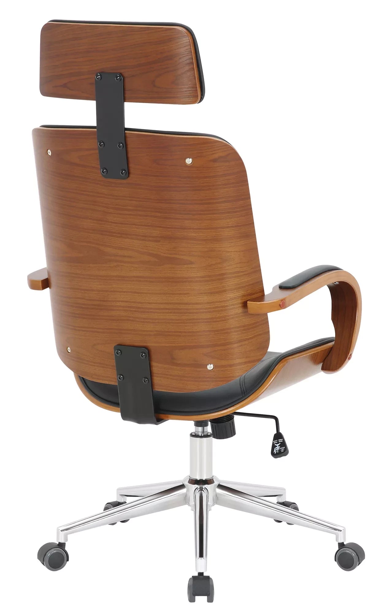 In And OutdoorMatch Consalvo Bureaustoel Mario - Zwart - Op wielen - Kunstleer - Voor volwassenen - Ergonomische bureaustoel - In hoogte verstelbaar 45-52cm Bureaustoel