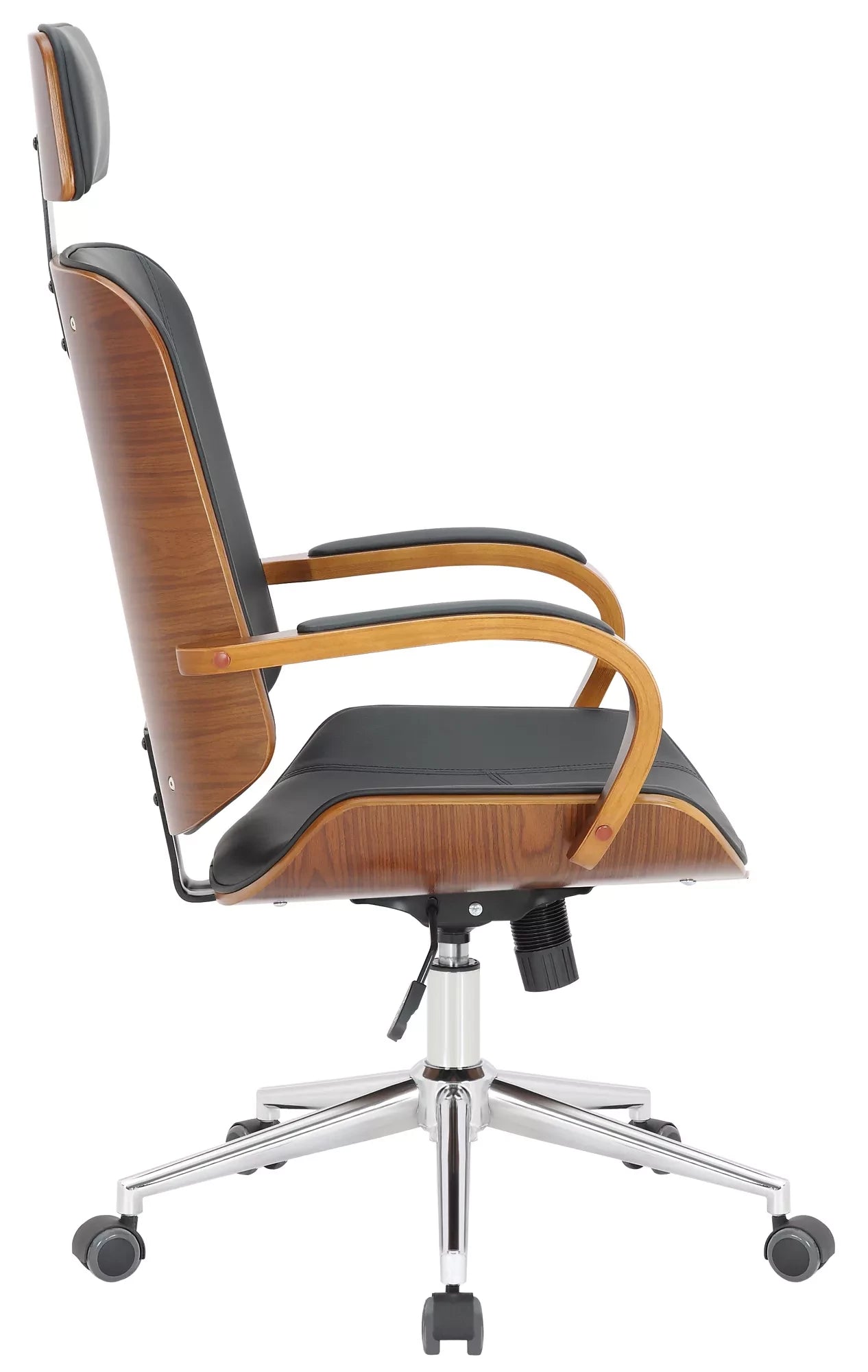 In And OutdoorMatch Consalvo Bureaustoel Mario - Zwart - Op wielen - Kunstleer - Voor volwassenen - Ergonomische bureaustoel - In hoogte verstelbaar 45-52cm Bureaustoel