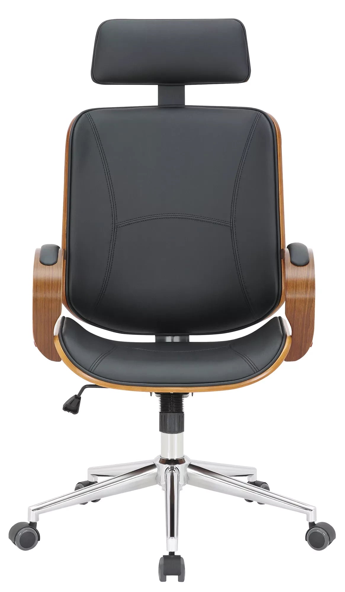 In And OutdoorMatch Consalvo Bureaustoel Mario - Zwart - Op wielen - Kunstleer - Voor volwassenen - Ergonomische bureaustoel - In hoogte verstelbaar 45-52cm Bureaustoel