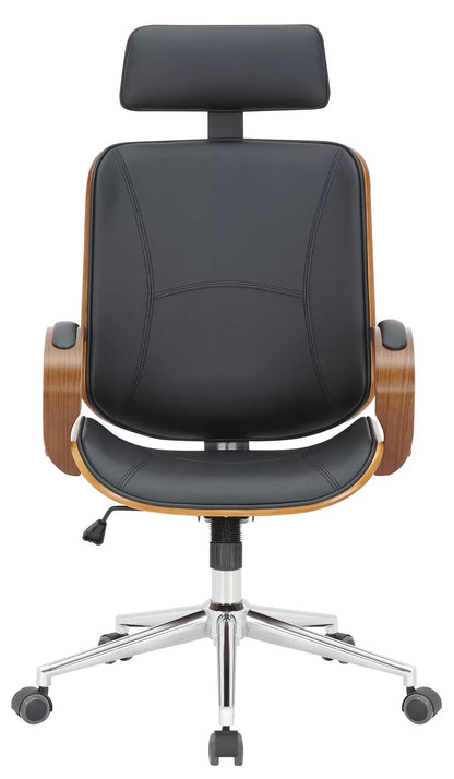 In And OutdoorMatch Consalvo Bureaustoel Mario - Zwart - Op wielen - Kunstleer - Voor volwassenen - Ergonomische bureaustoel - In hoogte verstelbaar 45-52cm Bureaustoel