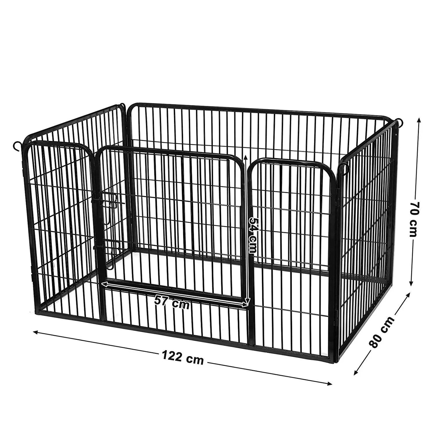 In And OutdoorMatch Dierenren Athena - Verstelbaar - Ren - Kippenren - Kattenren - Hondenbench - Zwart - 122x80x70cm Dierenkooi