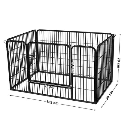 In And OutdoorMatch Dierenren Athena - Verstelbaar - Ren - Kippenren - Kattenren - Hondenbench - Zwart - 122x80x70cm Dierenkooi