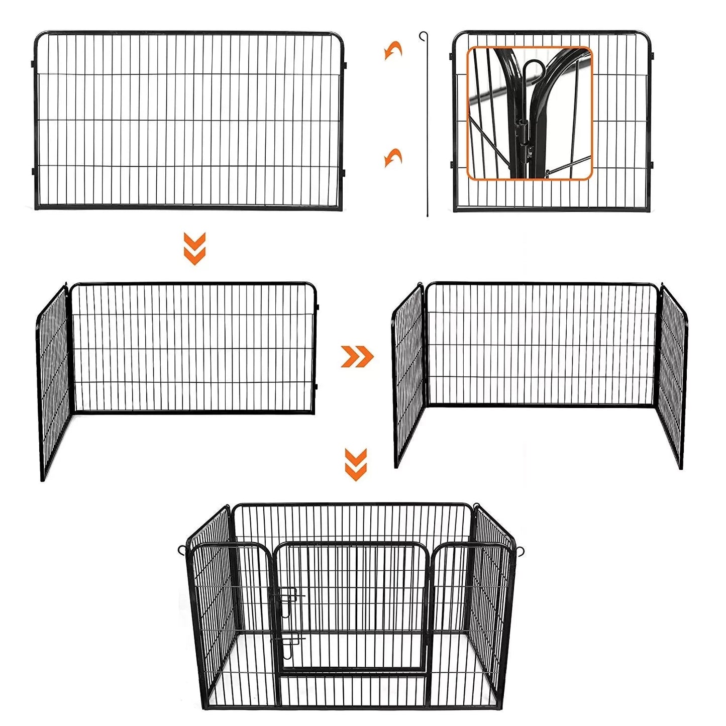 In And OutdoorMatch Dierenren Athena - Verstelbaar - Ren - Kippenren - Kattenren - Hondenbench - Zwart - 122x80x70cm Dierenkooi