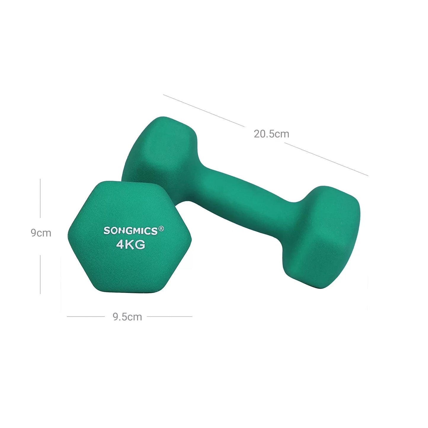 In And OutdoorMatch Dumbbells Set Sem - 2x4kg - Krachttraining - Thuis - Kantoor - Gym - Groen Dumbell set