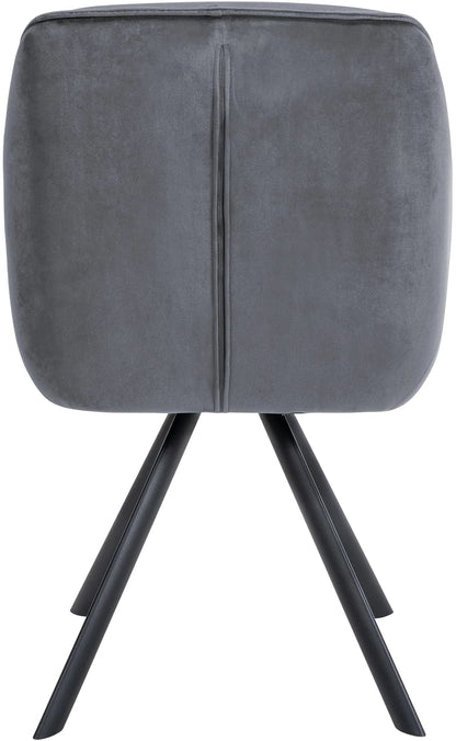 In And OutdoorMatch Eetkamerstoel Alejo - Grijs - Met Armleuningen - Fluweel - Hoogwaardige Bekleding - Comfortabele en Luxe Eetkamerstoel - Vintage Look Eetkamerstoel