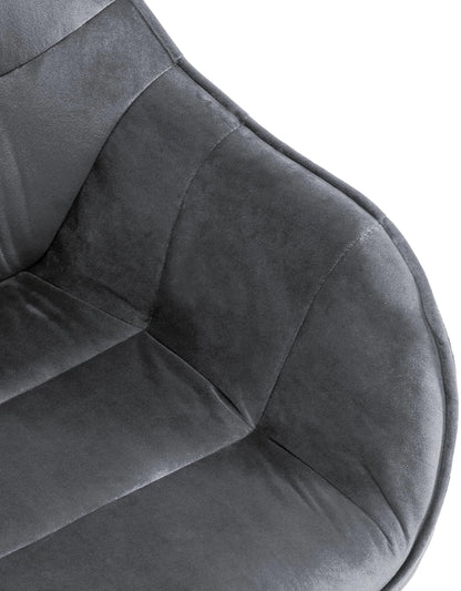 In And OutdoorMatch Eetkamerstoel Alejo - Grijs - Met Armleuningen - Fluweel - Hoogwaardige Bekleding - Comfortabele en Luxe Eetkamerstoel - Vintage Look Eetkamerstoel